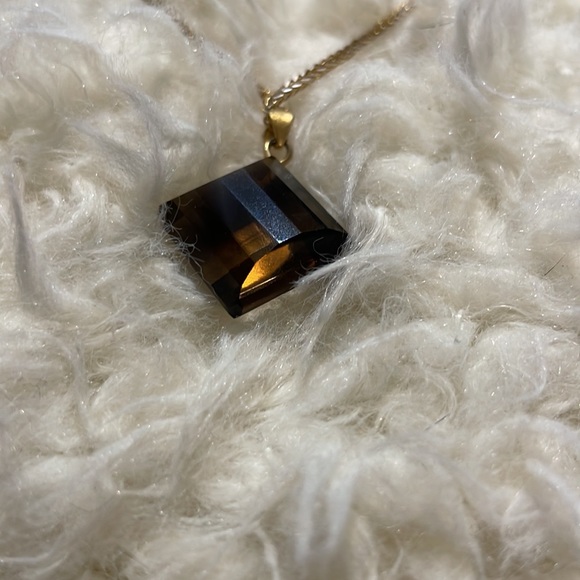 Vintage Genuine  Smoky Topaz Pendant Charm - Picture 3 of 9